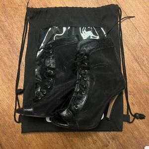 Black Lace-Up Heels - Burju